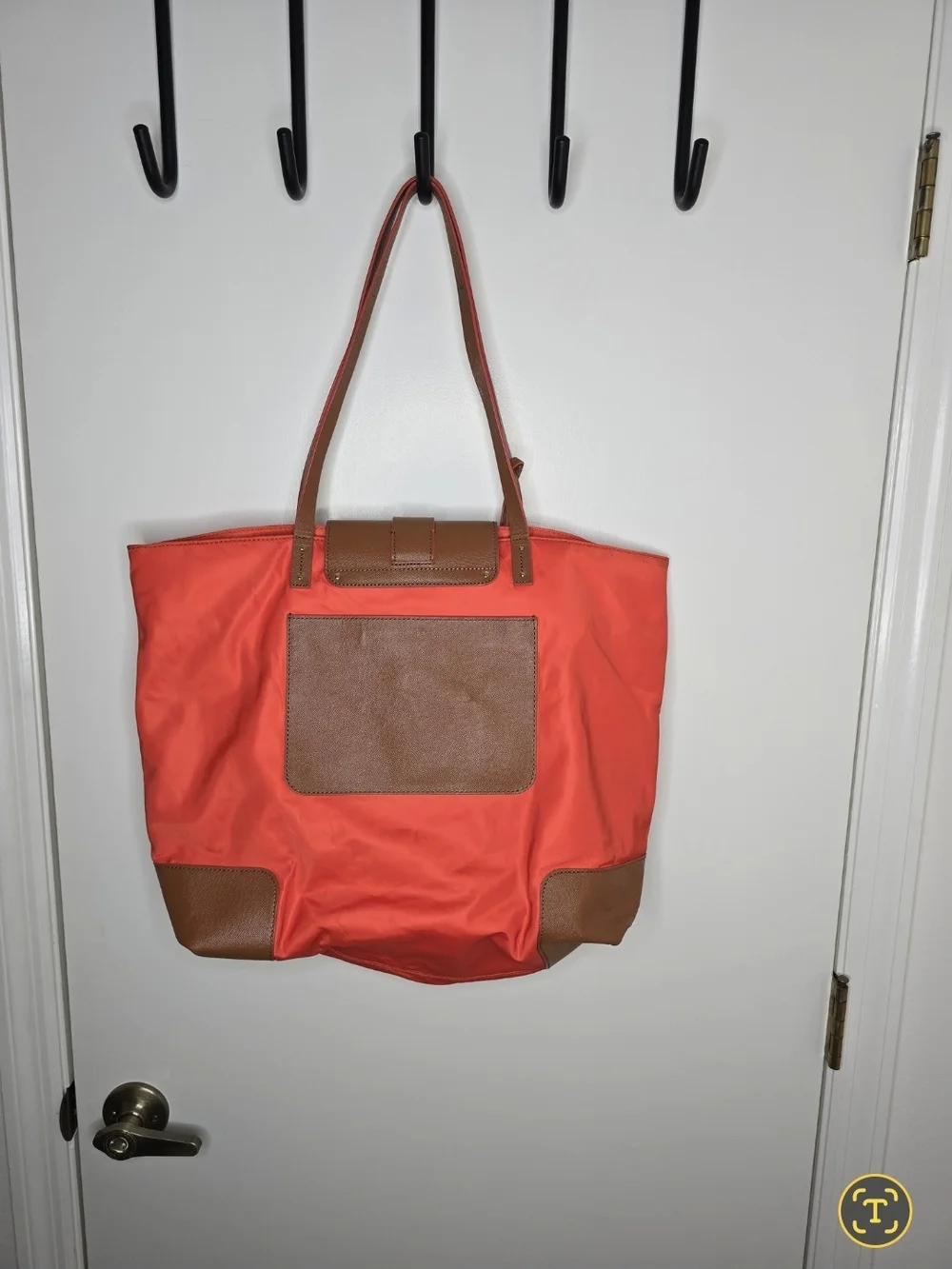 Tory Burch Orange Tote with Brown Accents